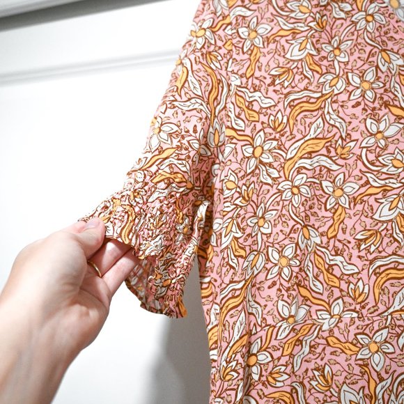 Rich & Royal Yellow and Pink Print Midi Summer Dress | Size 42 - Picture 6 of 11